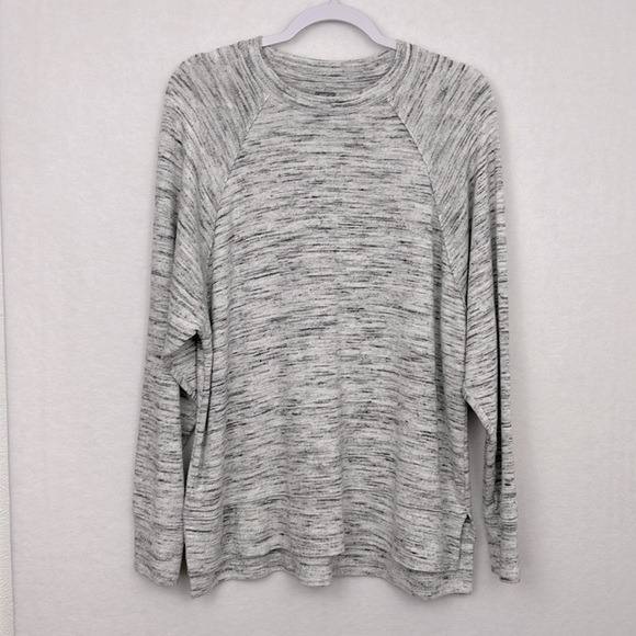 Aerie Oversized Long Sleeve Crewneck Pullover Sweatshirt Marled Grey Size S - Picture 1 of 9